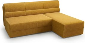 Kihúzható kétoldalas L-alakú ülőgarnitúra TAVERO 201x140 cm, mustár színű.