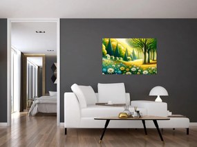Kép - Falu sárga-zöld színekben (90x60 cm)