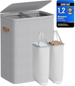 SONGMICS szennyestartó kosár 170 L, 56 × 40 × 75 cm, szürke