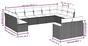 12 részes fekete polyrattan kerti ülőgarnitúra párnákkal