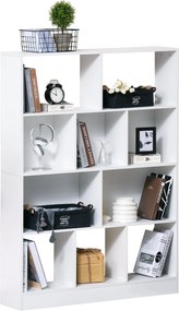 HOMCOM 4-Szintes Könyvespolc 10 Rekesszel, Többfunkciós Tárolópolc Könyvekhez és Növényekhez 100x23.8x140 cm Fehér | Aosom