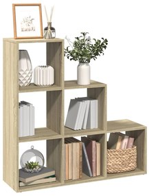 3 szintes sonoma tölgy fa térelválasztó könyvespolc 99x29x99 cm