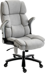 HOMCOM Office Chair — 397 lb Capacity, Inflatable Lumbar Support, Extra-Wide Executive Seat, Flip-Up Arms, Pocket Springs, Class-4 Gas Lift, Light Gra