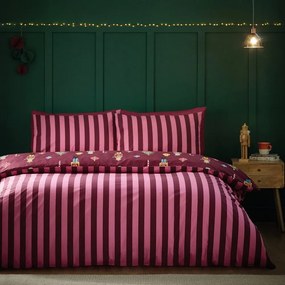 Rózsaszín-lila egyszemélyes ágyneműhuzat 135x200 cm Nutcracker Stripe – Catherine Lansfield