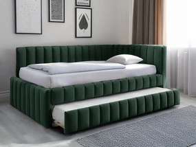Akció Kárpitozott ágy COMFINO VELVET vendégággyal 120x200 cm sötétzöld II. osztály