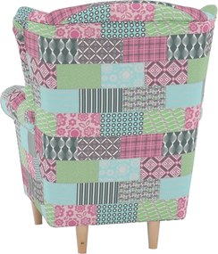 Füles fotel, szövet patchwork, CHARLOT