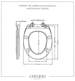 Cerano Tavoleta, WC-ülőke lassító mechanizmussal 446x372x52 mm, UF, fehér fényes, CER-CER-414803