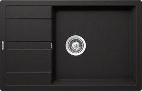 Schock Ronda D-100XL konyhai mosogatótálca Cristalite Nero 780 x 500 mm, gránit, megfordítható, hagyományos beépítés, fekete