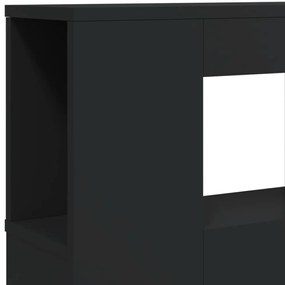 fekete szerelt fa LED-es fejtámla 120x18,5x103,5 cm