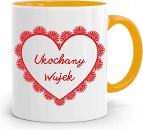 Sárga Bögre Ajándék Nagybácsinak Szeretett Nagybácsi Nyomtatott Fényképpel