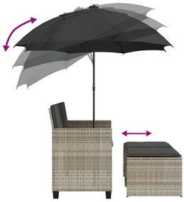 2 személyes polyrattan kerti kanapé napernyővel/székkel