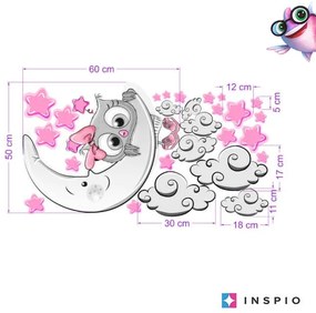 INSPIO Rózsaszín-szürke bagoly - falmatrica