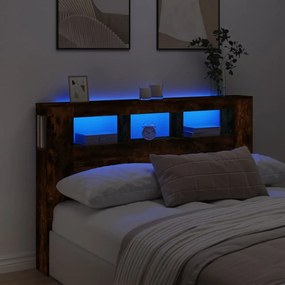 sonoma tölgy színű szerelt fa LED-es fejtámla 160x18,5x103,5 cm