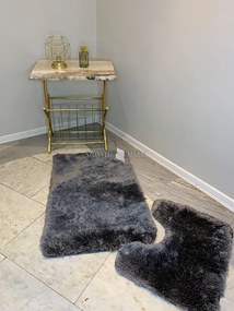 Scott Sötétszürke kettő részből álló fürdőszobai szőnyeg szett 50x80 cm