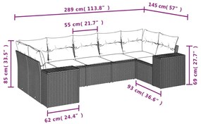 7 részes barna polyrattan kerti ülőgarnitúra párnákkal