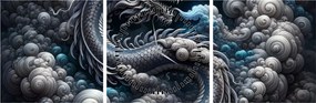 Kép – Sárkány a füstben (órával) (90x30 cm)
