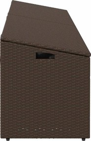 Barna Polyrattan Kerti Tárolóláda 220X50X58 Cm