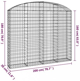 íves horganyzott vas gabion kosár 200x30x160/180 cm