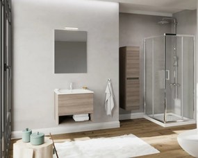Oslo 60cm-es fiókos fürdőszobaszekrény füstölt tölgy + mosdó
