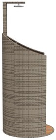 szürke polyrattan és akácfa kültéri zuhanyzó 100x100x241,5 cm