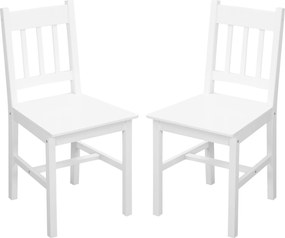 HOMCOM 2 darabos étkezőszék készlet háttámlával, konyhai szék, nappali szék, tömör fából készült étkezőszékek étkezőasztalhoz, fehér | Aosom