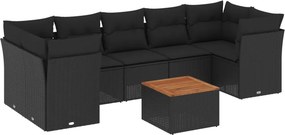 vidaXL 8 részes fekete polyrattan kerti ülőgarnitúra párnákkal