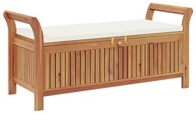 vidaXL tömör akácfa tárolópad párnával 126 cm