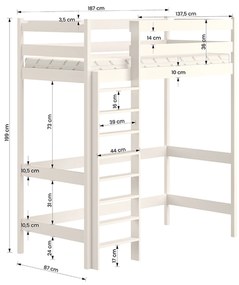 Samio 80x180 galériás gyermekágy - fehér