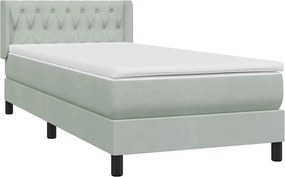 vidaXL világosszürke bársony rugós ágy matraccal 90x220 cm