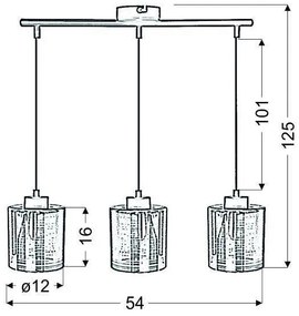 Csillár zsinóron COX 3xE27/60W/230V