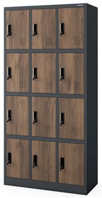 Zárható szekrény MARCIN, 900 x 1850 x 400 mm, Eco Design: antracit/dió