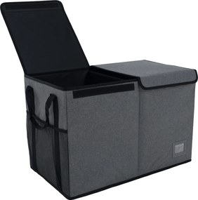 Összecsukható tároló doboz, szürke/fekete, DETER