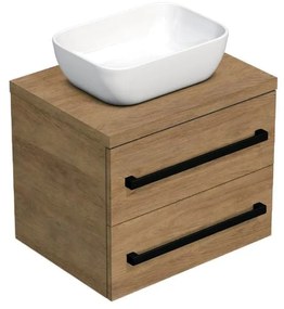 Fürdőszobaszekrény fekete fogantyúval SAT Cube Way 60x71x46 cm tölgy Hickory matt CUBE46C1603DH45