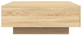 sonoma tölgy színű dohányzóasztal LED-lámpákkal 80 x 80 x 31 cm