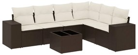 vidaXL 7 részes barna polyrattan kerti ülőgarnitúra párnákkal