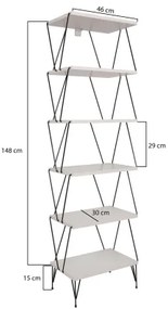 Könyvespolc BALABAN 165x48 cm fehér/fekete