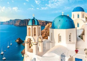 Flizelin fotótapéta Santorini Görögország Tenger Fehér házikók 250x175 +ragasztó