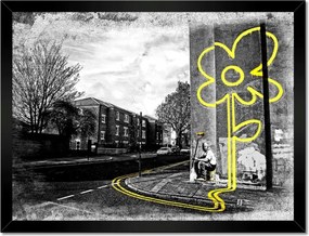 Poszter keretben 40x30 Banksy sárga virág