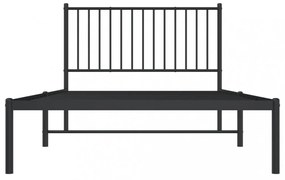 fekete fém ágykeret fejtámlával 107 x 203 cm