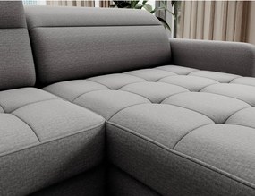 Világosszürke bársony kinyitható-tárolóhelyes sarokkanapé (bal oldali-U alakú) Berrto – ELTAP