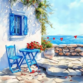 Vászonkép Canvas Tájkép Görögország Tenger Kilátás Tengerpart Pihenés 80x80