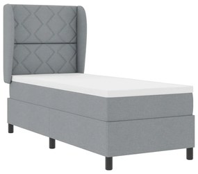 Boxspring Ágy Mattal Világosszürkében, 80x200 cm, Szövet