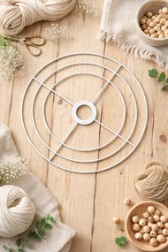 Lámpatartó állvány 30 cm tripla fém karika lámpaernyőhöz makramé alap E27