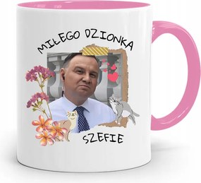 Andrzej Duda Pis Rózsaszín Elnöki Bögre fényképes nyomattal