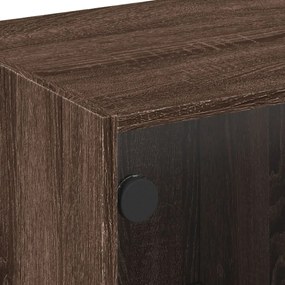 barna tölgyszínű TV-szekrény üvegajtókkal 102 x 37 x 42 cm