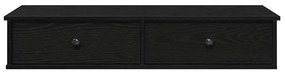 fekete szerelt fa falipolc fiókokkal 100 x 37,5 x 19 cm