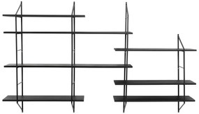 Fekete többszintes paulownia fali polc 196 cm Belfast – Actona