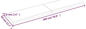 sötétbarna kezelt tömör tölgyfa asztallap 180x40x(2-6) cm