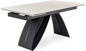 Kihúzható kerámia étkezőasztal 160–220 cm méretben, fehér márvány/fekete színben DEVON