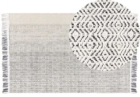 Fehér és szürke gyapjúszőnyeg 140 x 200 cm OMERLI Beliani
